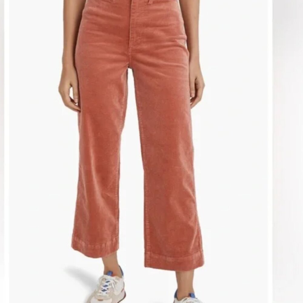 Madewell Pink Corduroy - Slim Emmett Wide-leg Crop Trousers